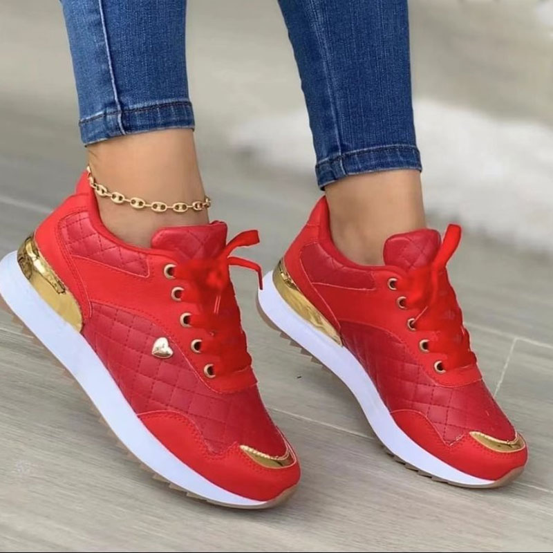 Casual Paneled Plaid Lace up Platform Shoes