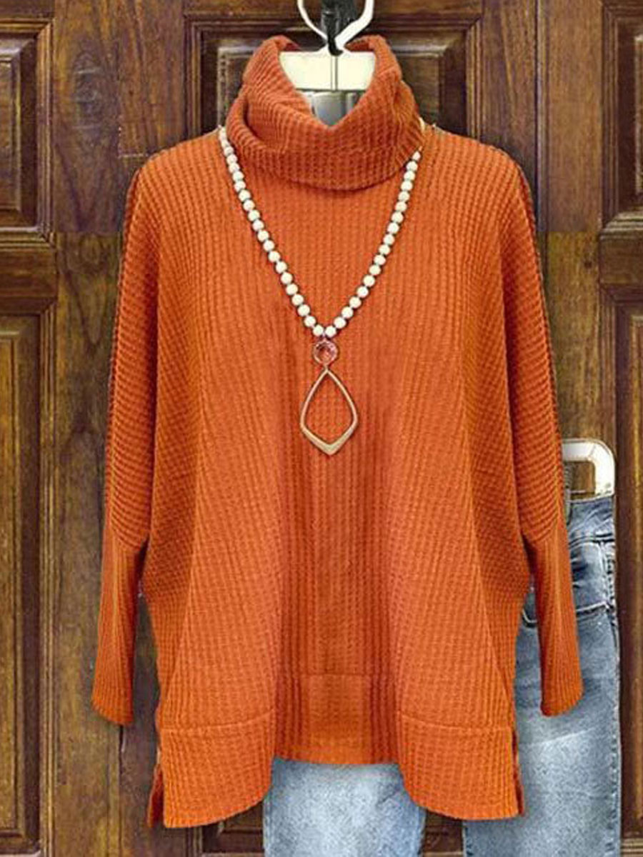 Casual Loose Solid Color Knitted Pullover