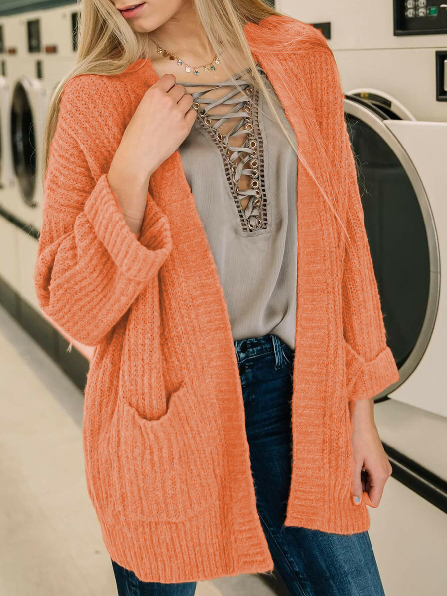 Casual Solid Color Long Sleeve Sweater Cardigan