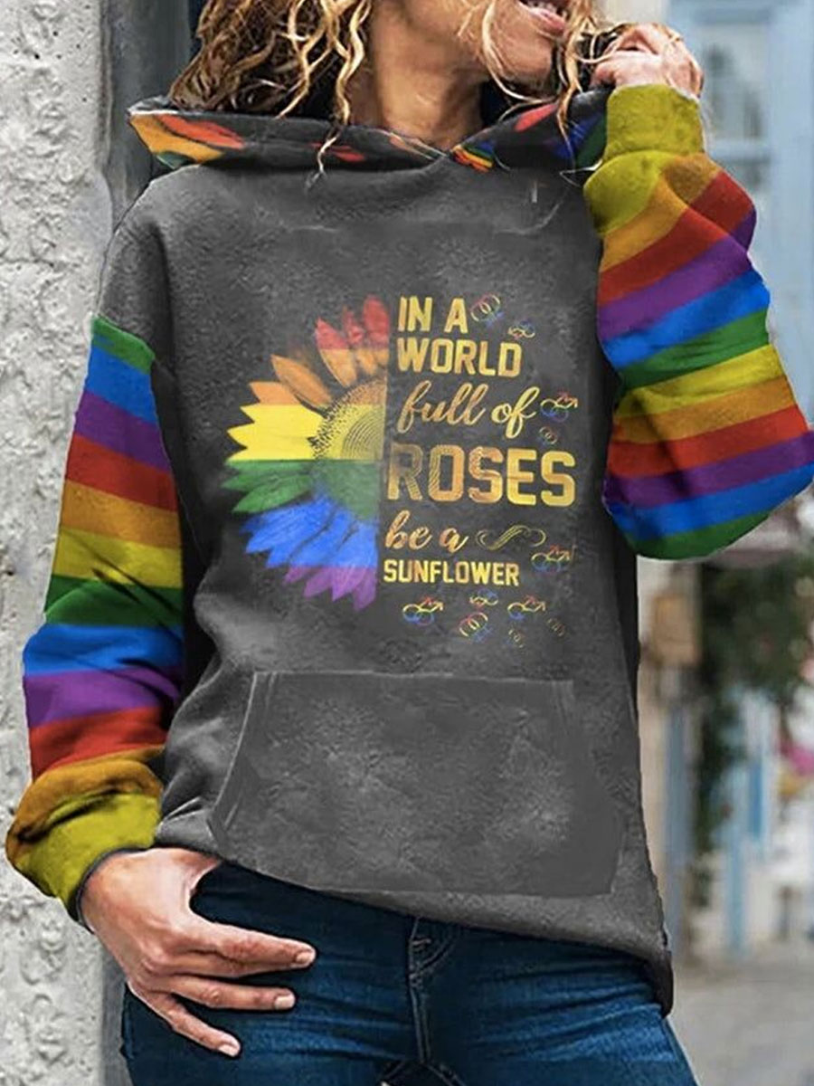 Casual Loose Marble Print Hoodie
