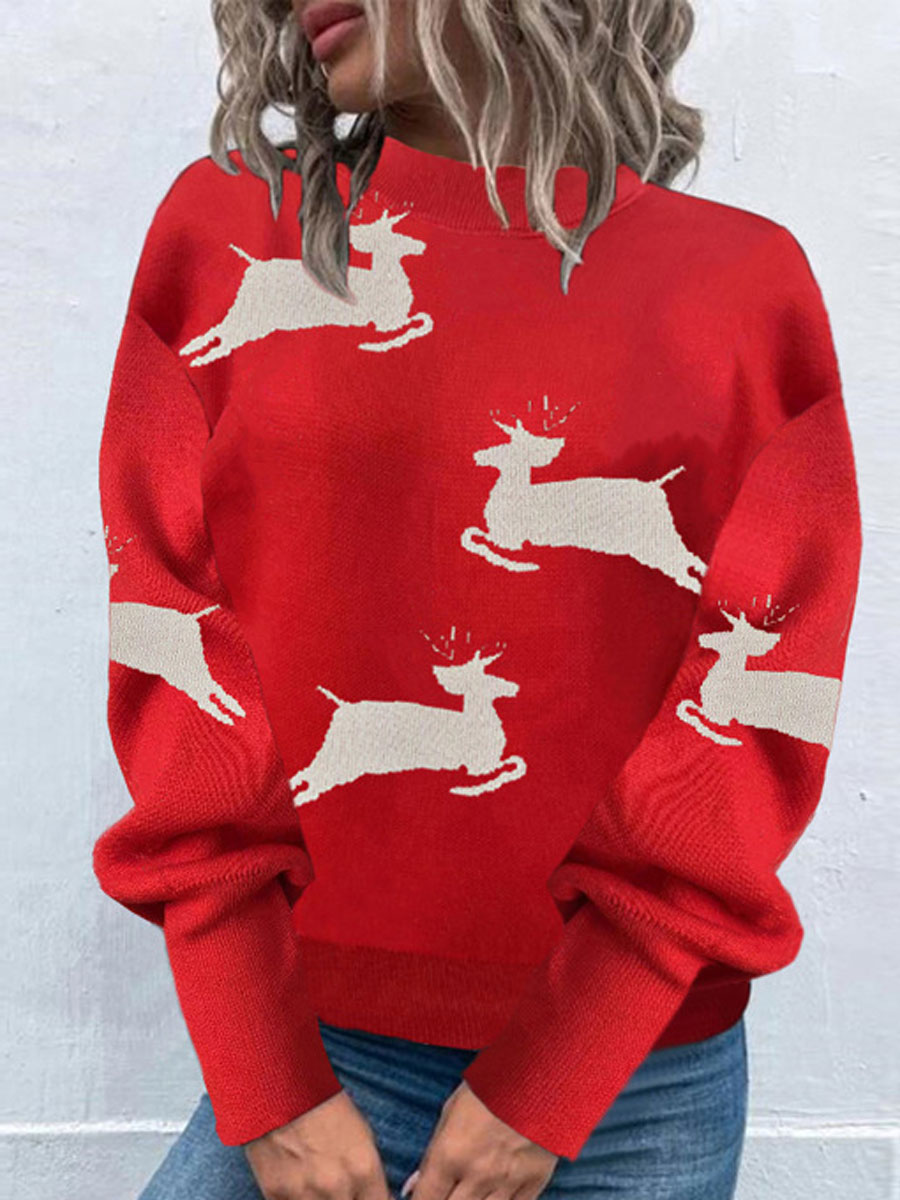 Casual Loose Christmas Deer Sweater Pullover