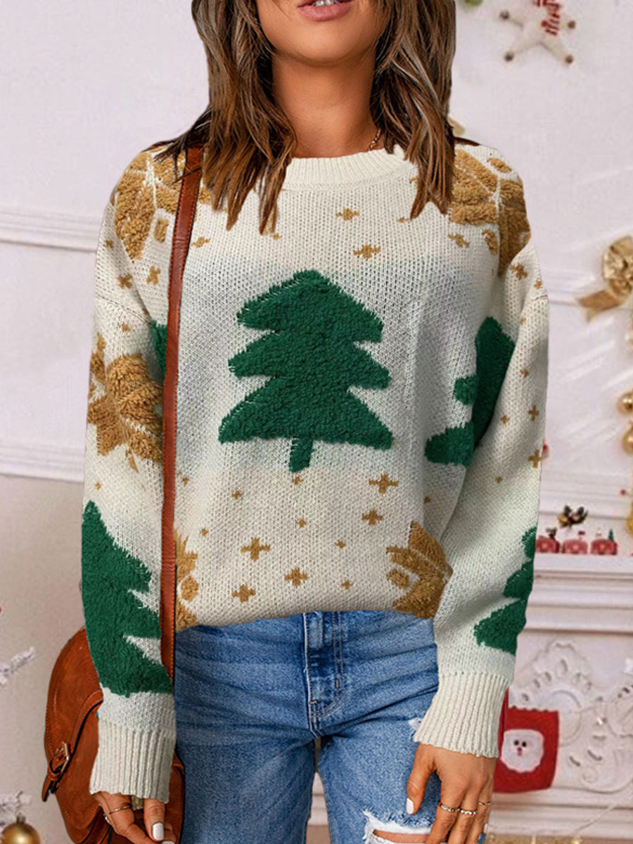 Casual Loose Thickened Christmas Tree Sweater Pullover