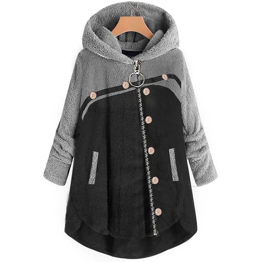 

Casual Vintage Print Plush Warmth Long Sleeve Coat