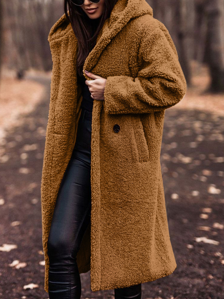 Casual Loose Solid Color Warm Lamb Wool Cardigan Coat