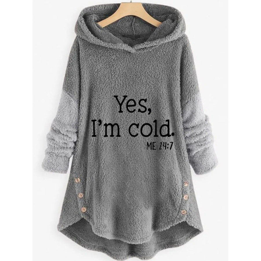 

Casual Letter Print Long Sleeve Hooded Plush Thermal Coat