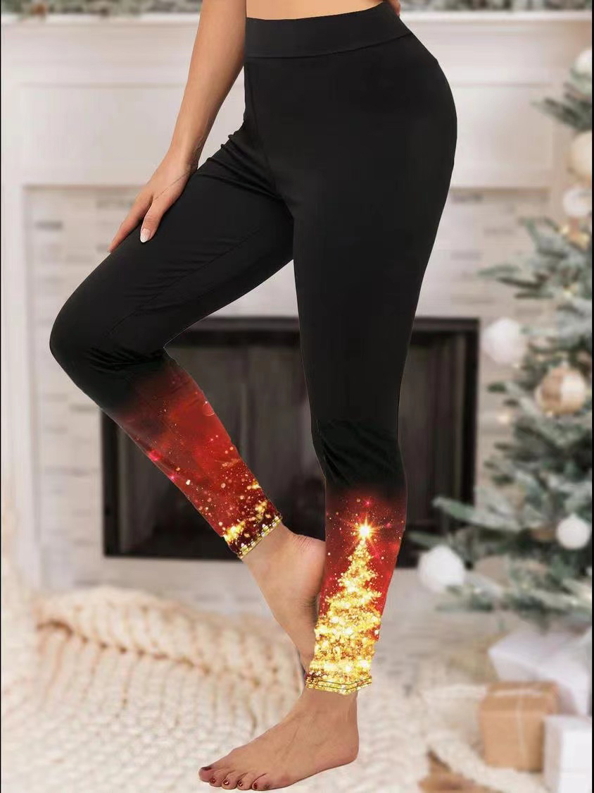 Casual Christmas Print Chic Leggings
