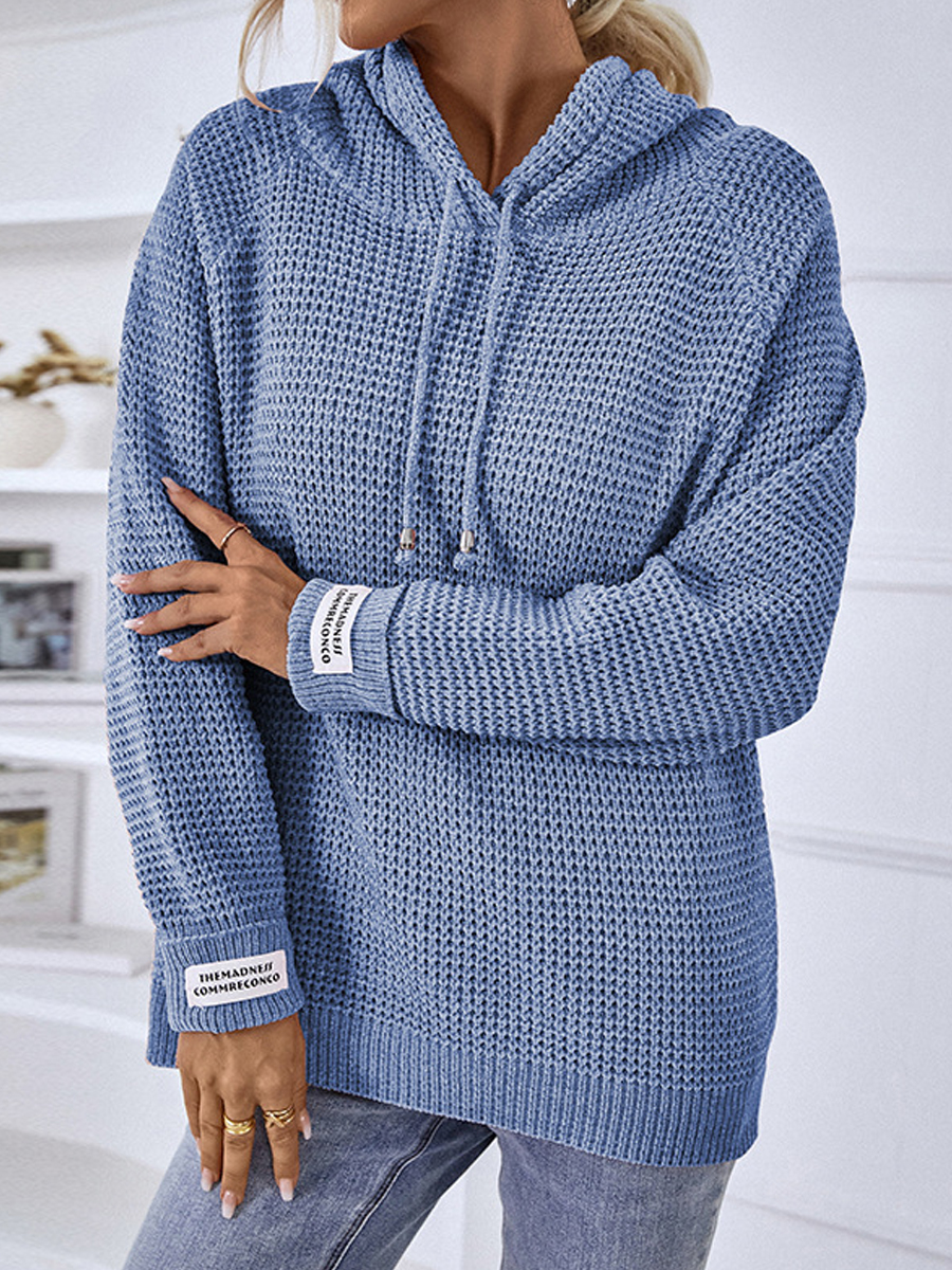 Casual Solid Color Long Sleeve Hooded Sweater