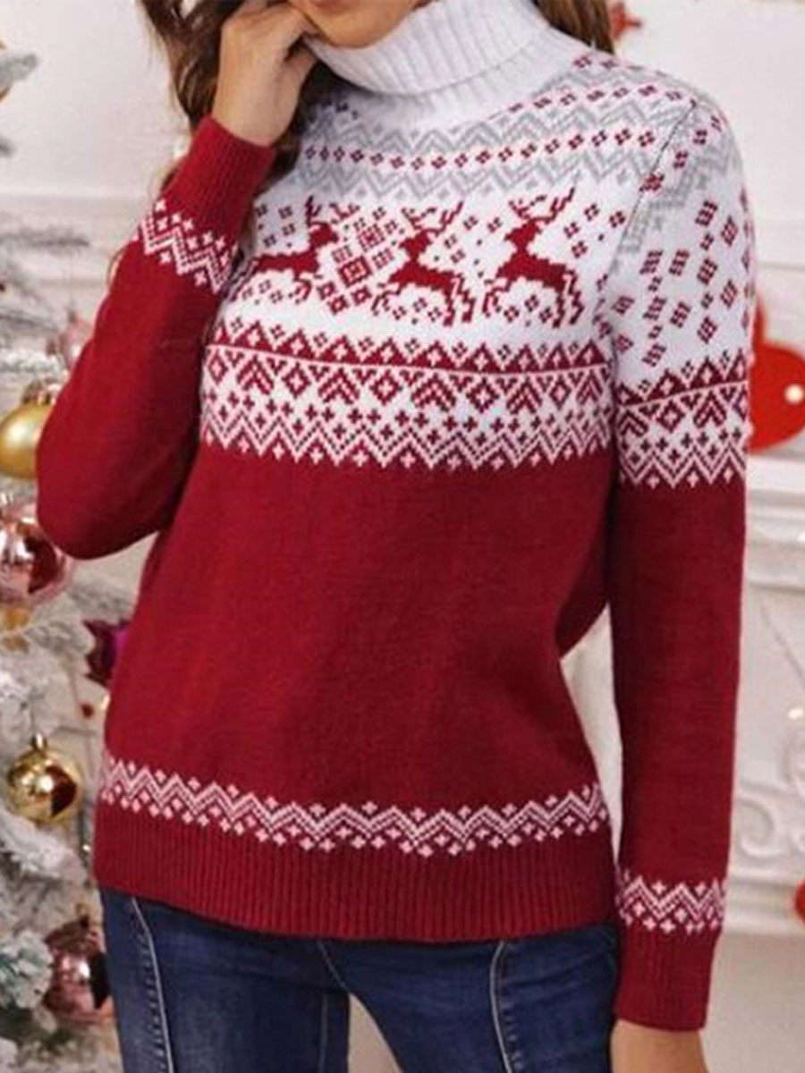 Turtleneck Casual Loose Christmas Chic Sweater Pullover
