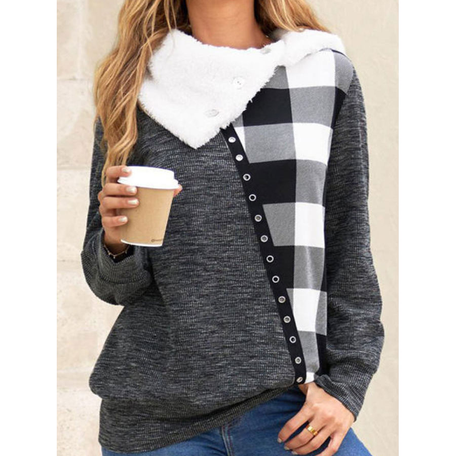 

Casual Loose Plaid Printed Warm Lambswool Sweatshirt