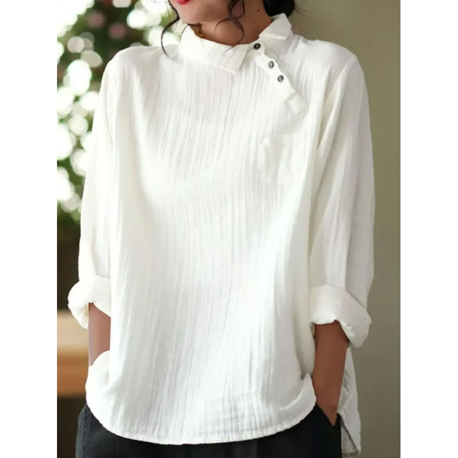 

Loose Casual Solid Color Long-sleeved Blouse