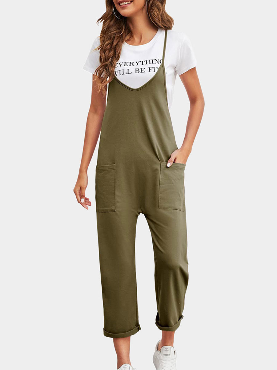Casual Loose Solid Color Jumpsuit