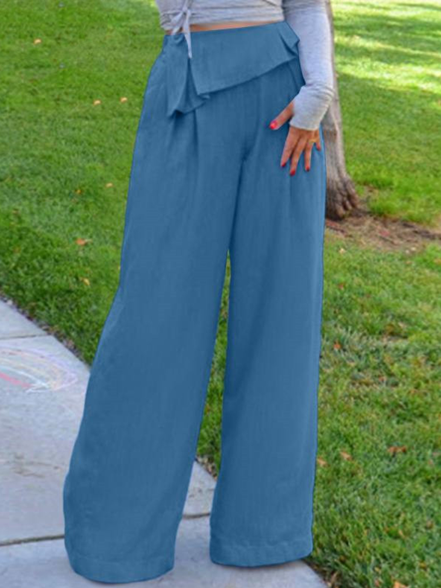 Linen Blend Casual Solid Loose Women Pants
