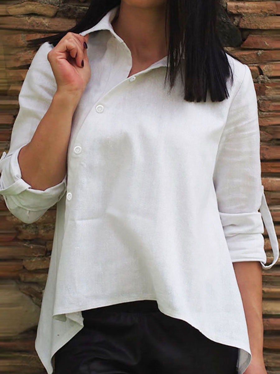 Casual Loose Solid Color Long sleeved Blouse