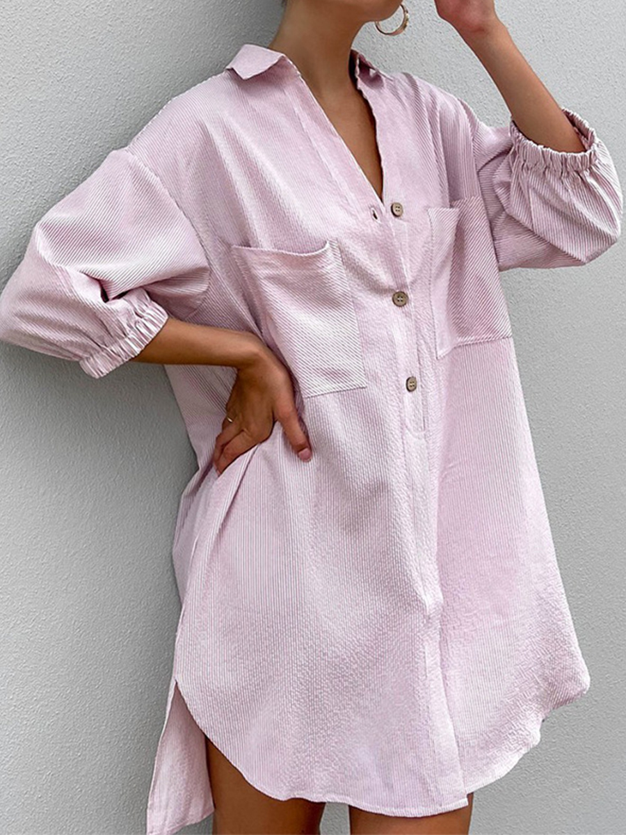 Women Loose Shirt Collar 3/4 Sleeves Fashion Blouse