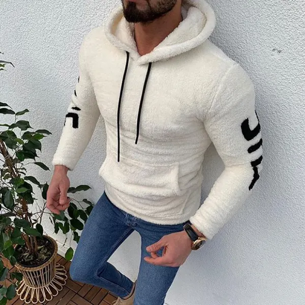 Fashion Plush Hooded Long Sleeve Slim Sweatshirt - Leanarea.chimpone.com 