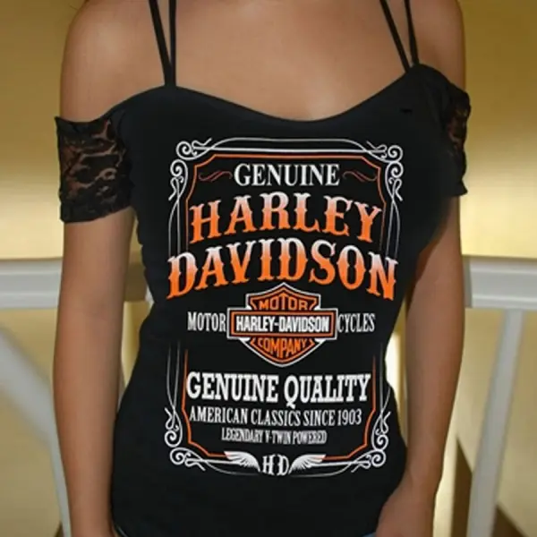 Spaghetti Strap  Decorative Lace  Print T-Shirts - Leanarea.chimpone.com 