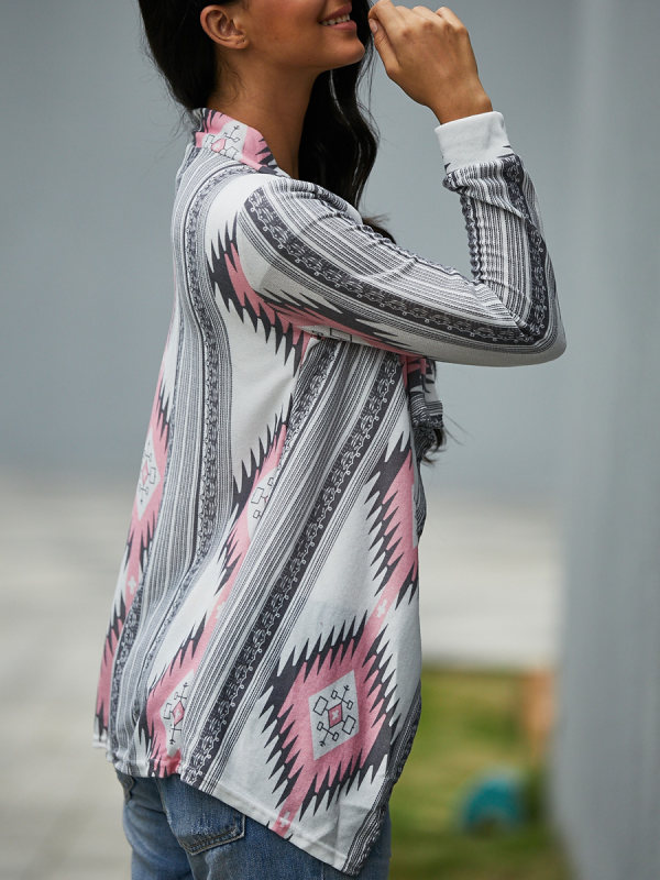 Printed Long Sleeve Cardigans - realyiyi.com