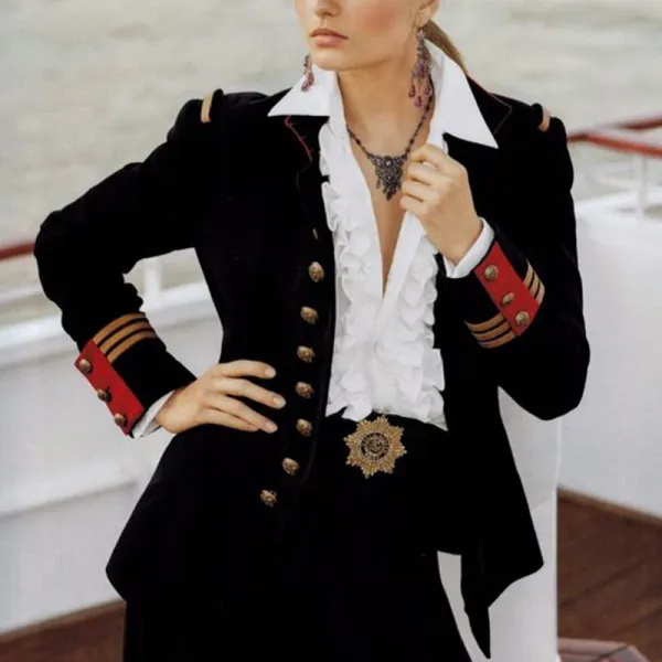 British Style Solid Color Single-Breasted Ladies Blazer - Leanarea.chimpone.com 