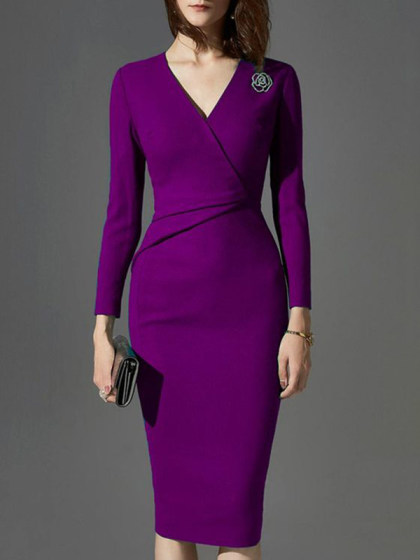 Fashion All-match Solid Color Dress