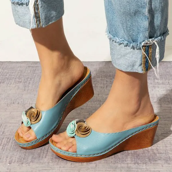 Flower Wedge Sandals - Ondaygirl.com 