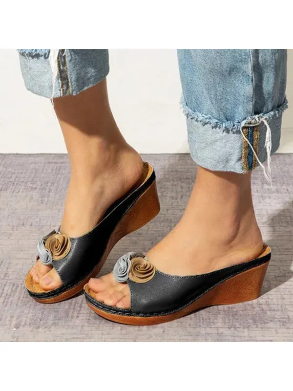 Flower Wedge  Slippers - Luvyle.chimpone.com 