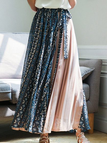 Chiffon Lace Pleated Floral Skirt