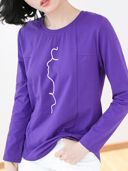 Round Neck Three-Dimensional Printing Long-Sleeved T-shirt