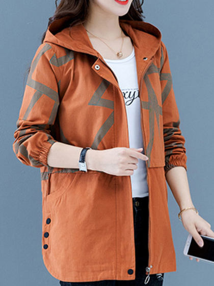 Hooded Printed Plush Jacket