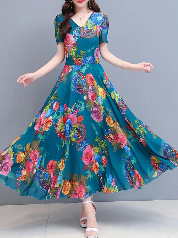 Summer Round Neck Short Sleeve Dress - Plazabery.chimpone.com 