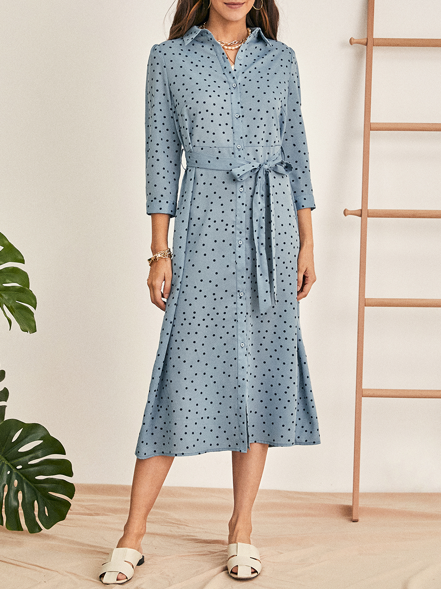 Ladies French Elegant Polka Dot Loose Dress