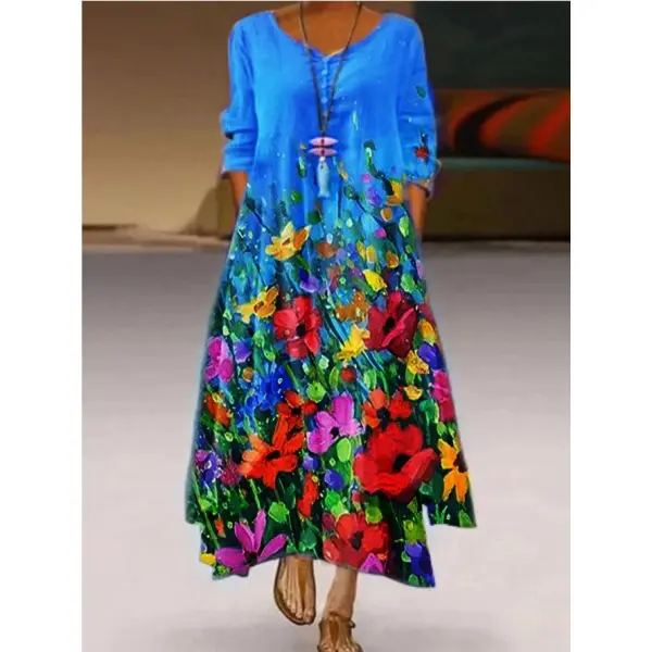 2021 Spring Print Five-point Sleeve Dress - Honeylop.chimpone.com 
