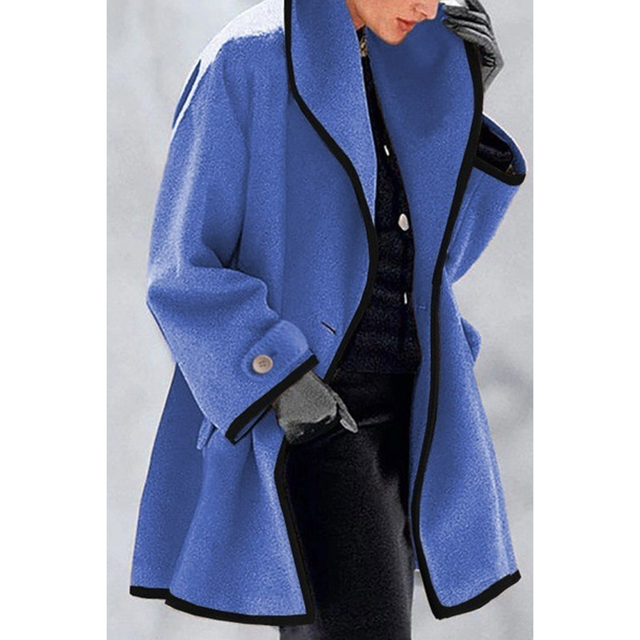 

Fashion Multicolor Round Neck Loose Woolen Coat