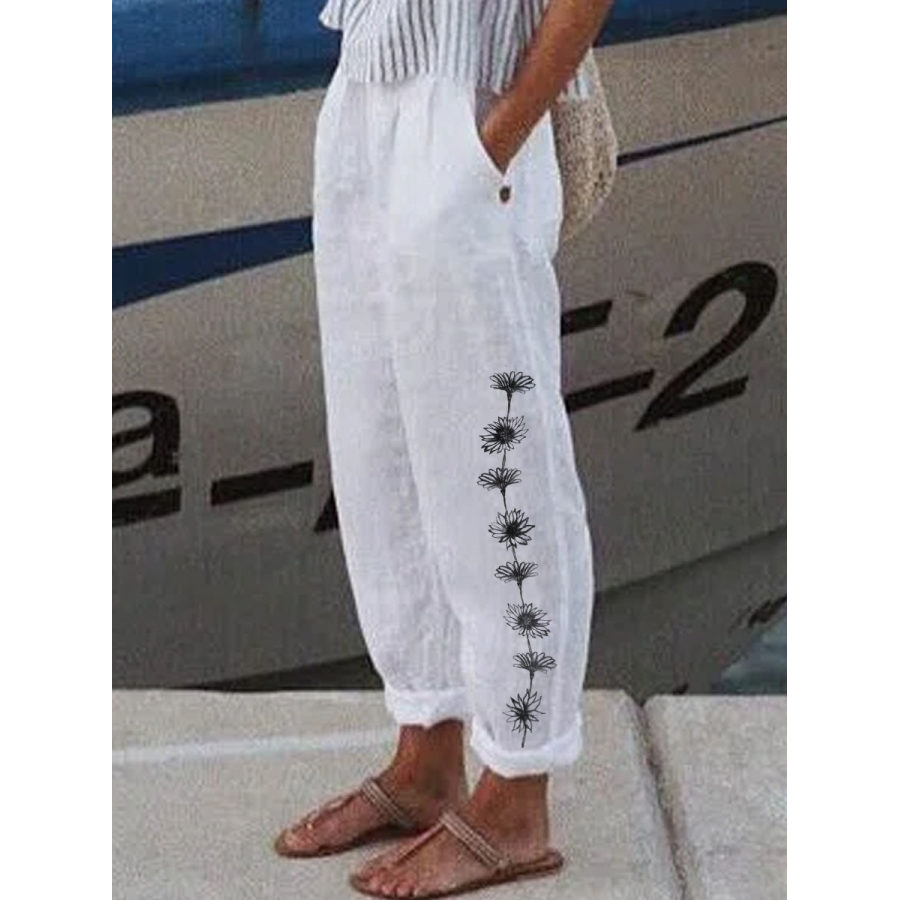 

Floral Print Two-pocket Pants