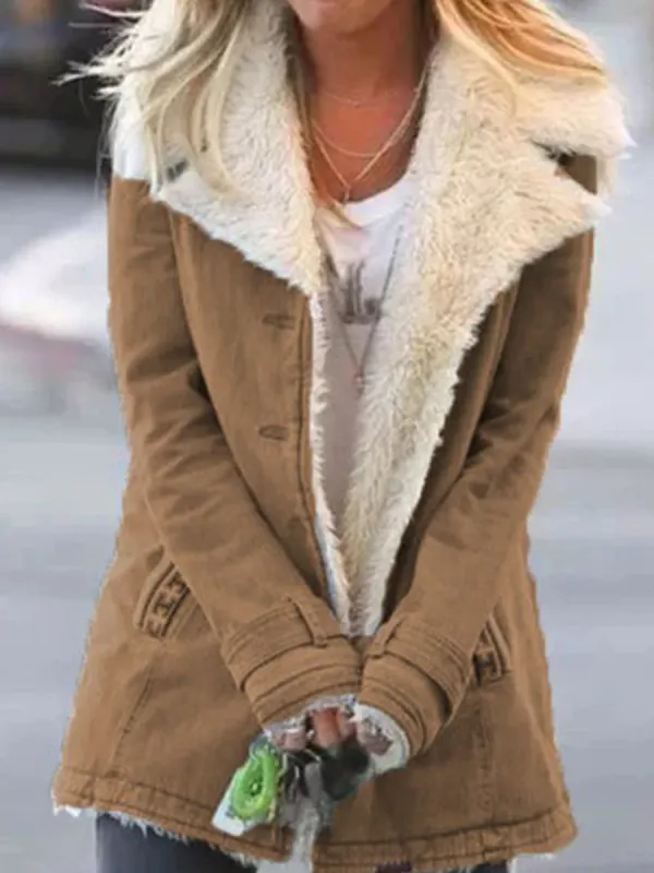 Women's Slim Mid-length Thick Coat - Machoup.com 