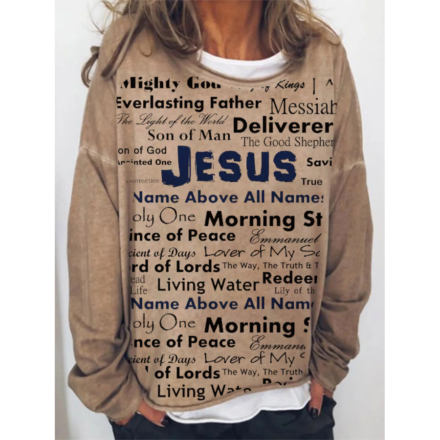 

Casual Letter Print Crew Neck Long Sleeves Sweatshirt