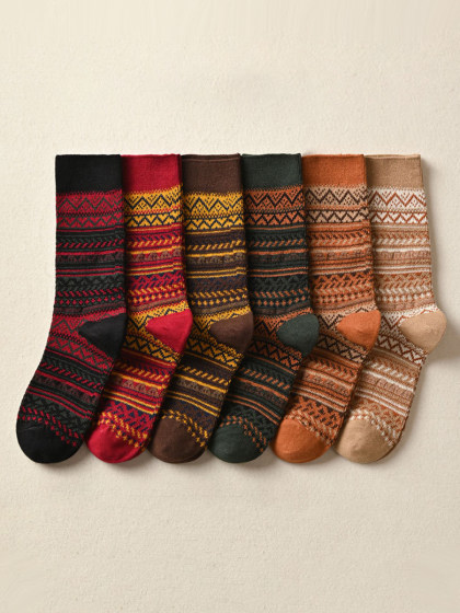 Retro Printed Cotton Socks