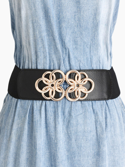 Floral Buckle Elastic Belt