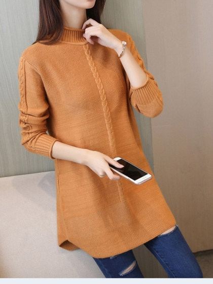 Ladies Loose In The Long Autumn And Winter Versatile Knit Bottom Sweater