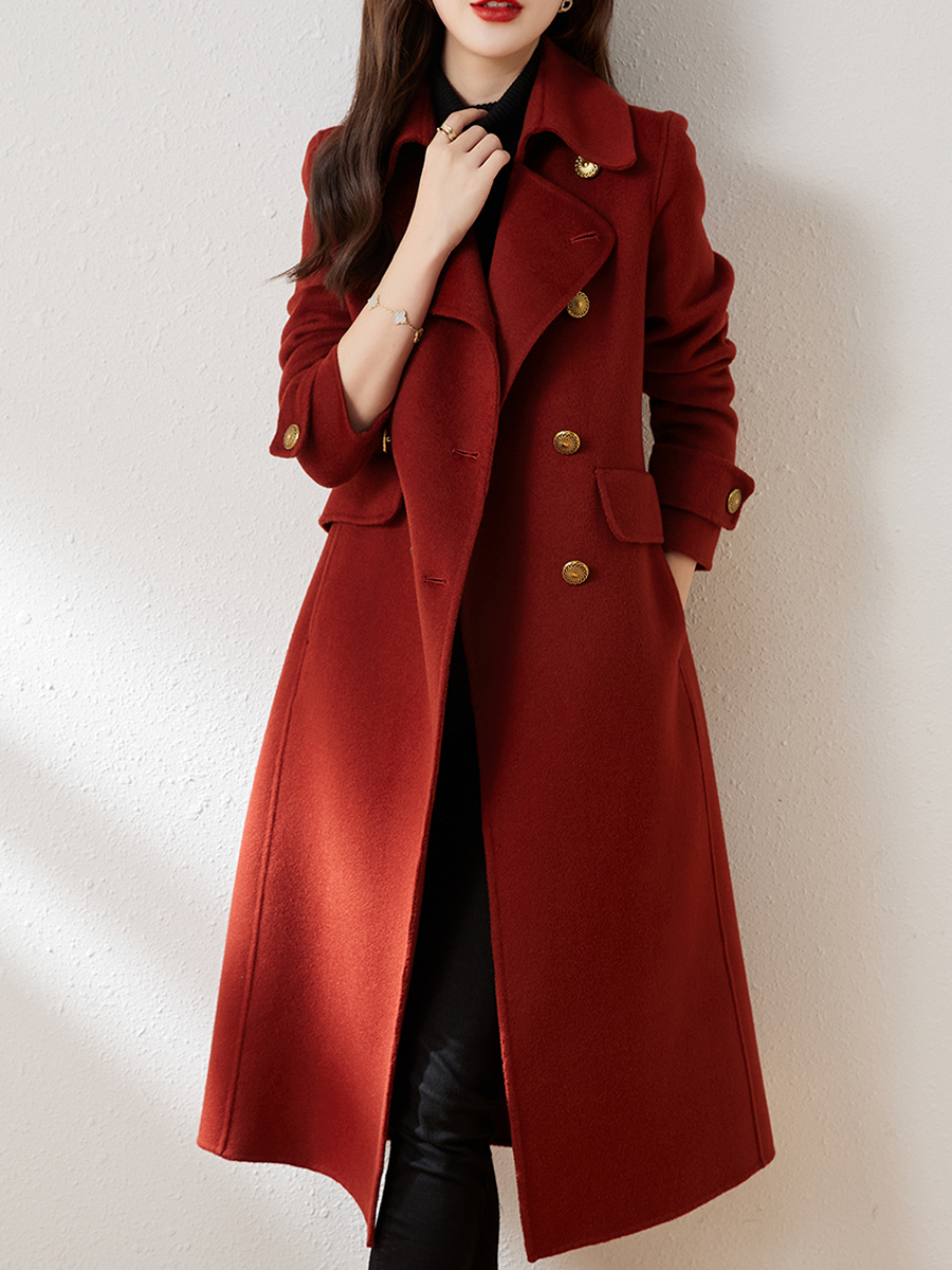 Fashion Vintage Mid-length Double-breasted Woolen Coat