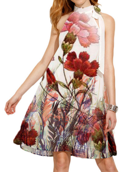 Neckline Print Shift Dress