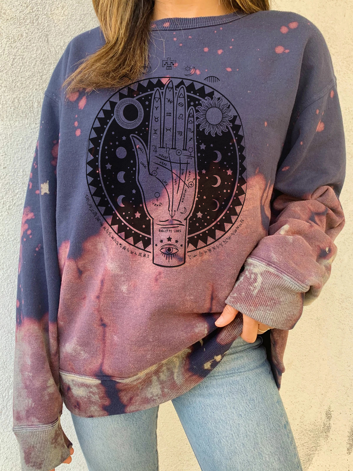 Personalized Printed Two tone Loose Casual Sweater
