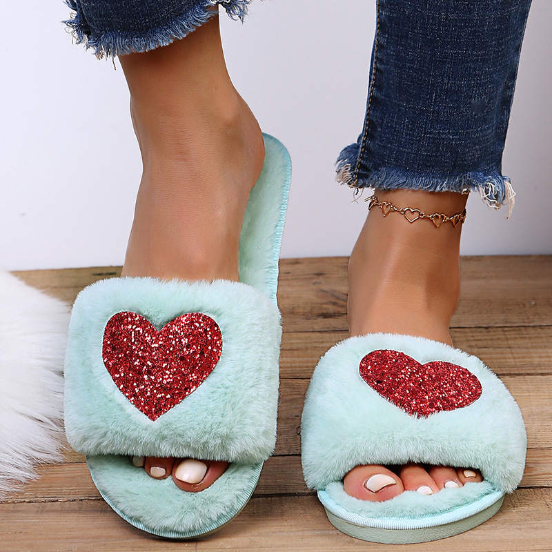 Solid Color Heart Casual Slippers