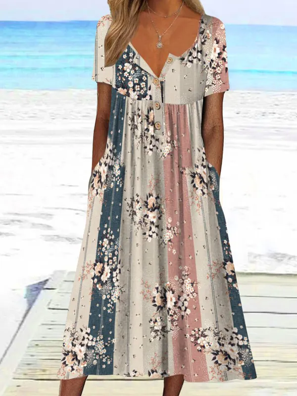 Summer Print Casual/Vacation Short Sleeve Dress - Minicousa.com 