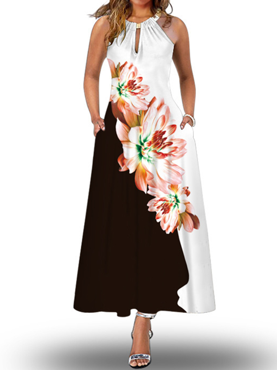 Summer Boho Print Halterneck Dress