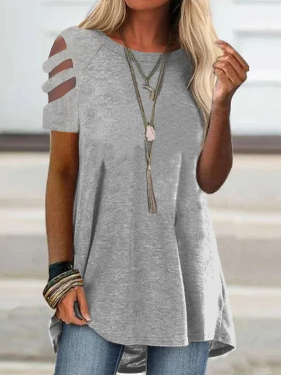 Solid Color Loosen Short Sleeve T Shirt