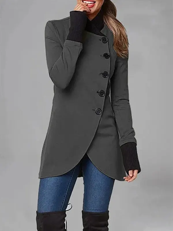 Women's Single Breasted Long Sleeve Jacket - Minicousa.com 