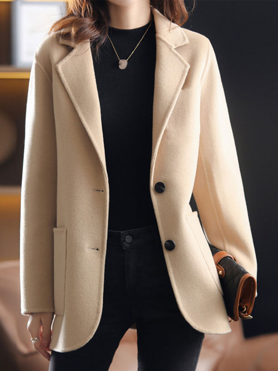 Solid Color Thick Wool Coat