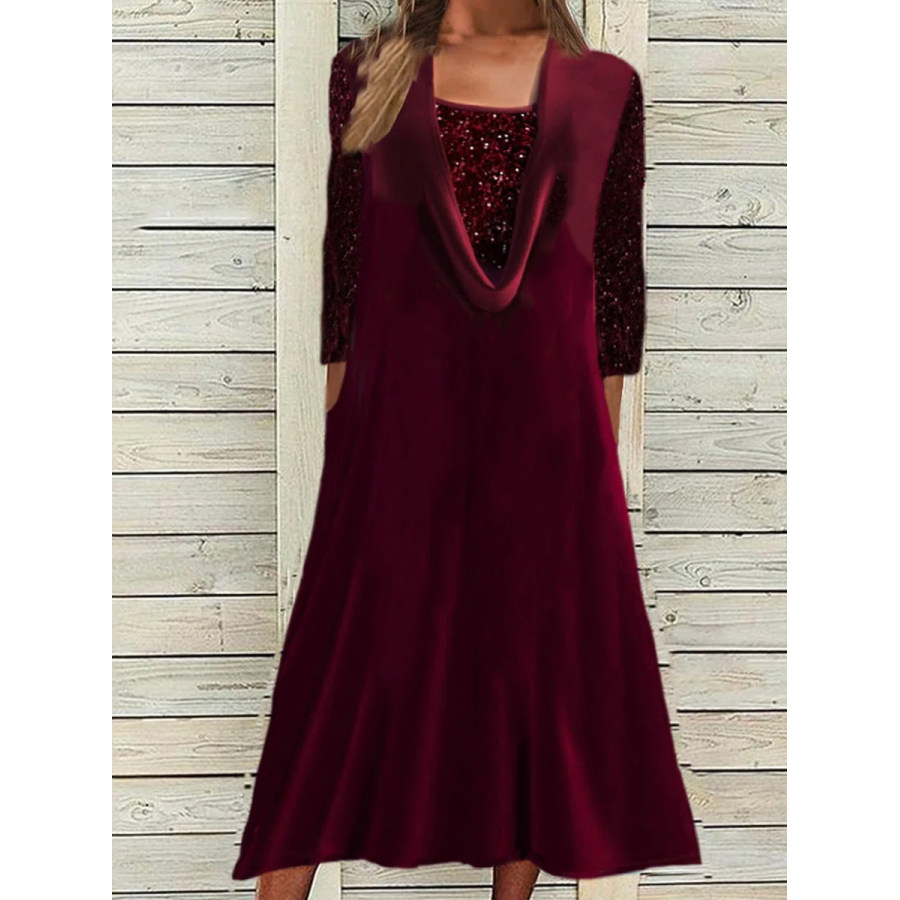 

Casual Vintage Print Long Sleeve Party Midi Dress