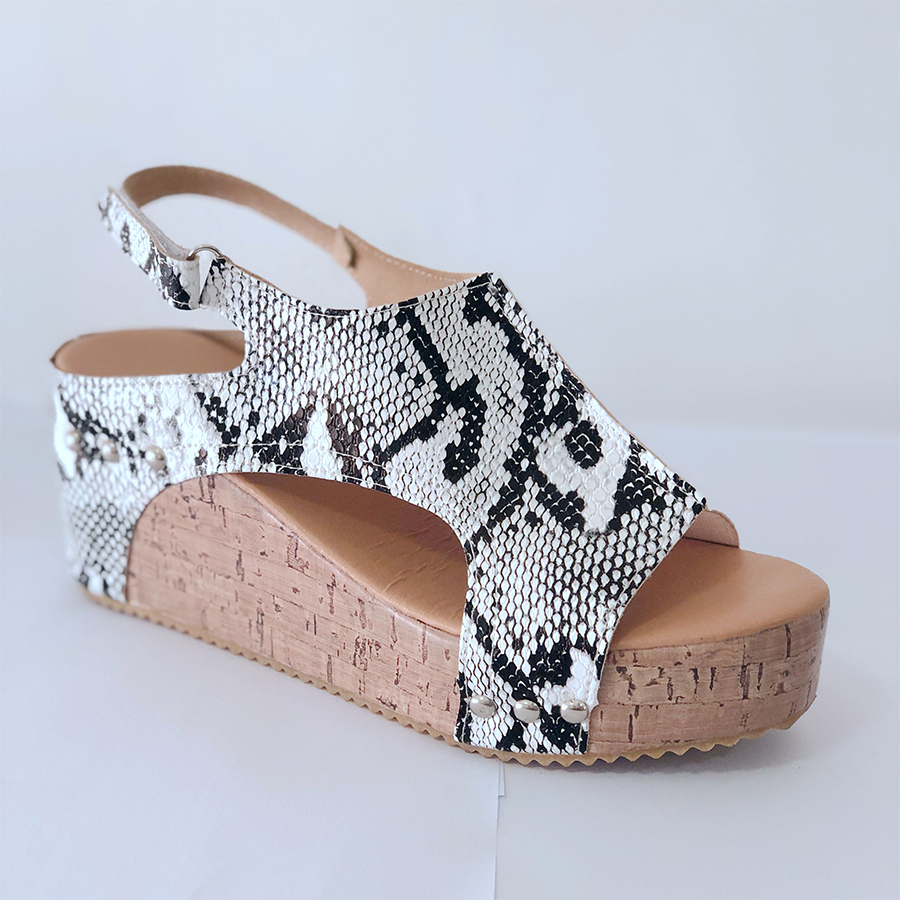 mid heeled chamois ankle strap peep toe basic casual wedge sandals