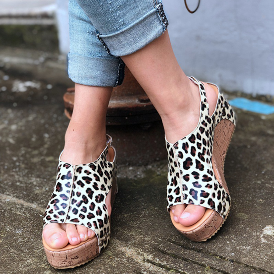 mid heeled chamois ankle strap peep toe basic casual wedge sandals